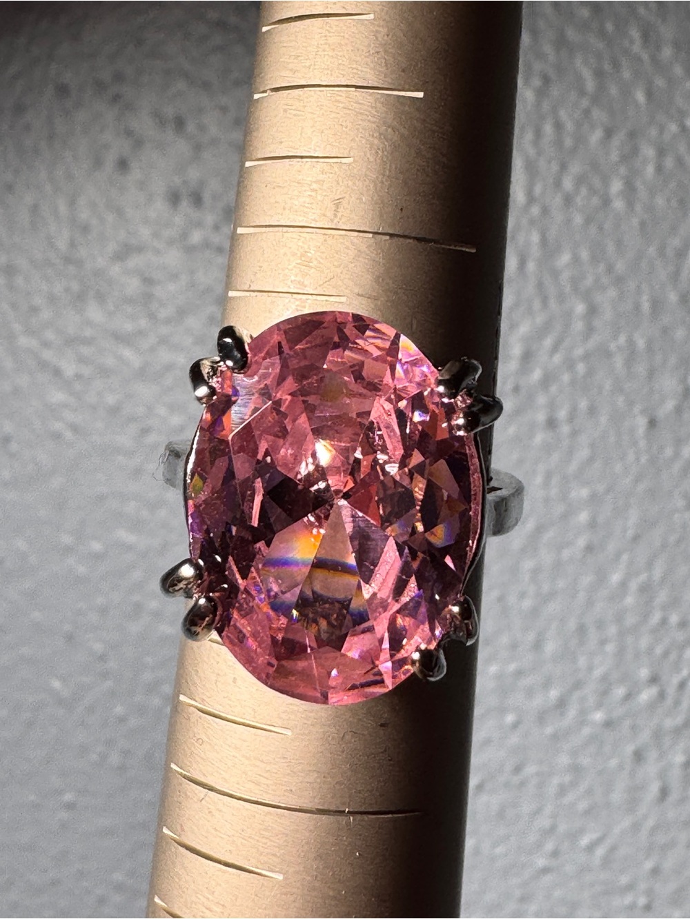 Sterling Silver Pink Oval Cocktail Ring